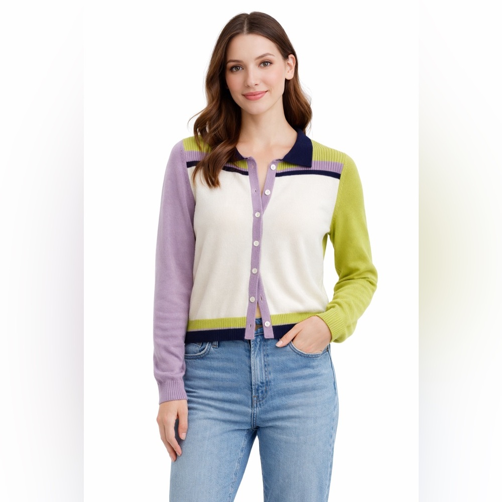 Anthropologie Colorblock Cardigan
Sweater Women Size S Button Front
Long Sleeve